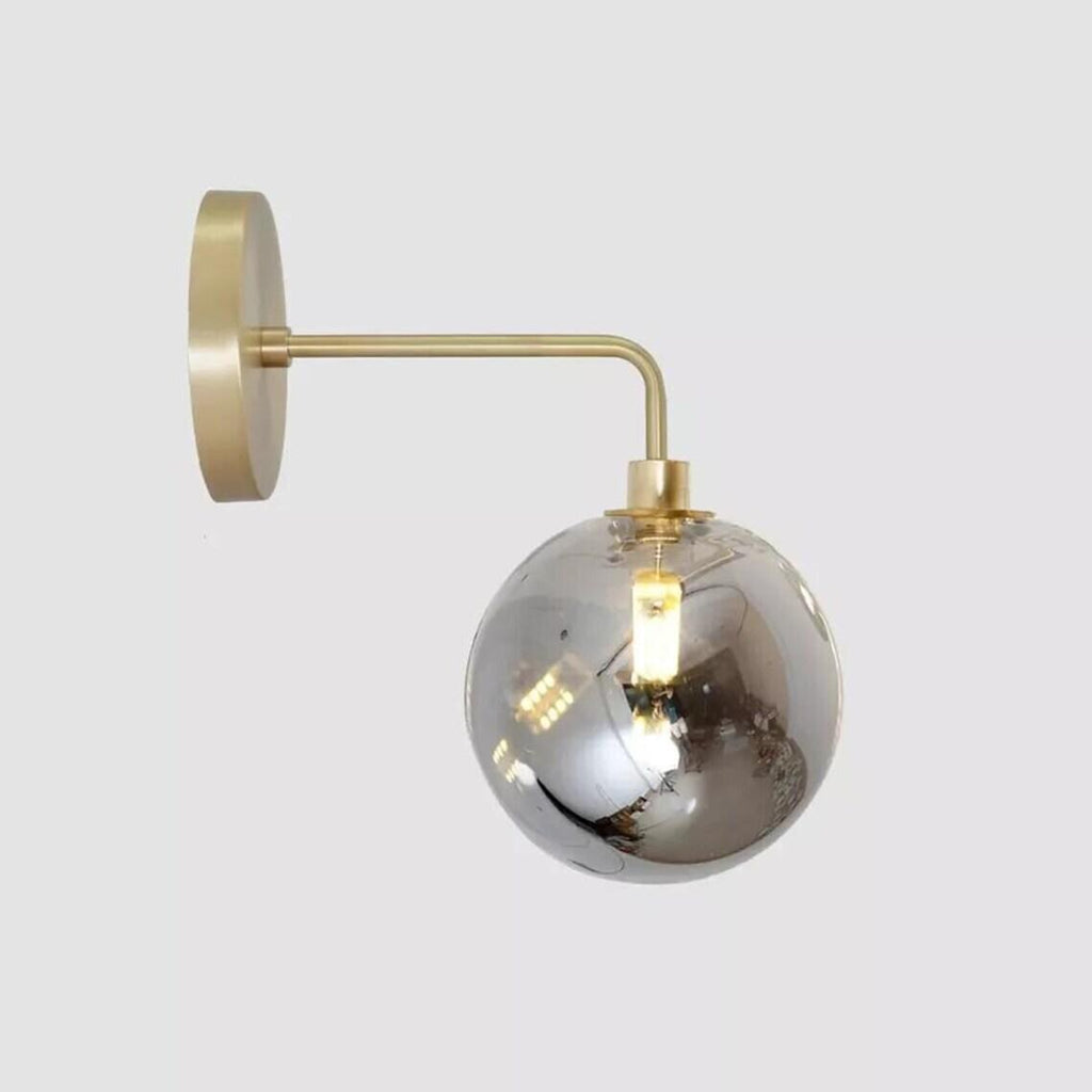 Murano Glass Globe Wall Sconce – Brushed Brass Vanity Light