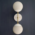 Mid Century Modern Brass Double Globe Wall Sconce