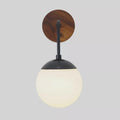 Mid Century Modern Brass Wall Sconce, Opal Glass Globe Bedside Light