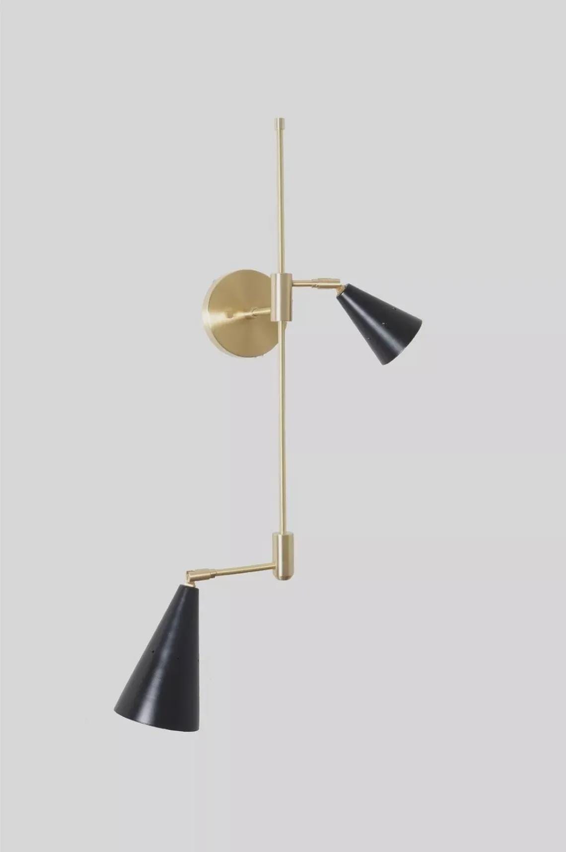 Wall Sconce Mid Century 2 Shade Adjustable Italian Brass Brushed Beside Lamps Light Fixture