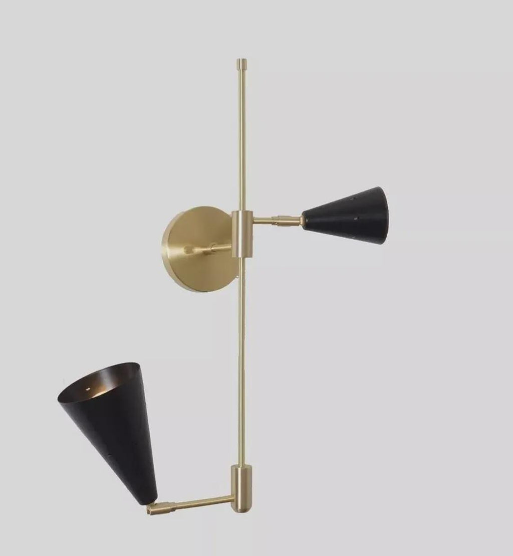 Wall Sconce Mid Century 2 Shade Adjustable Italian Brass Brushed Beside Lamps Light Fixture