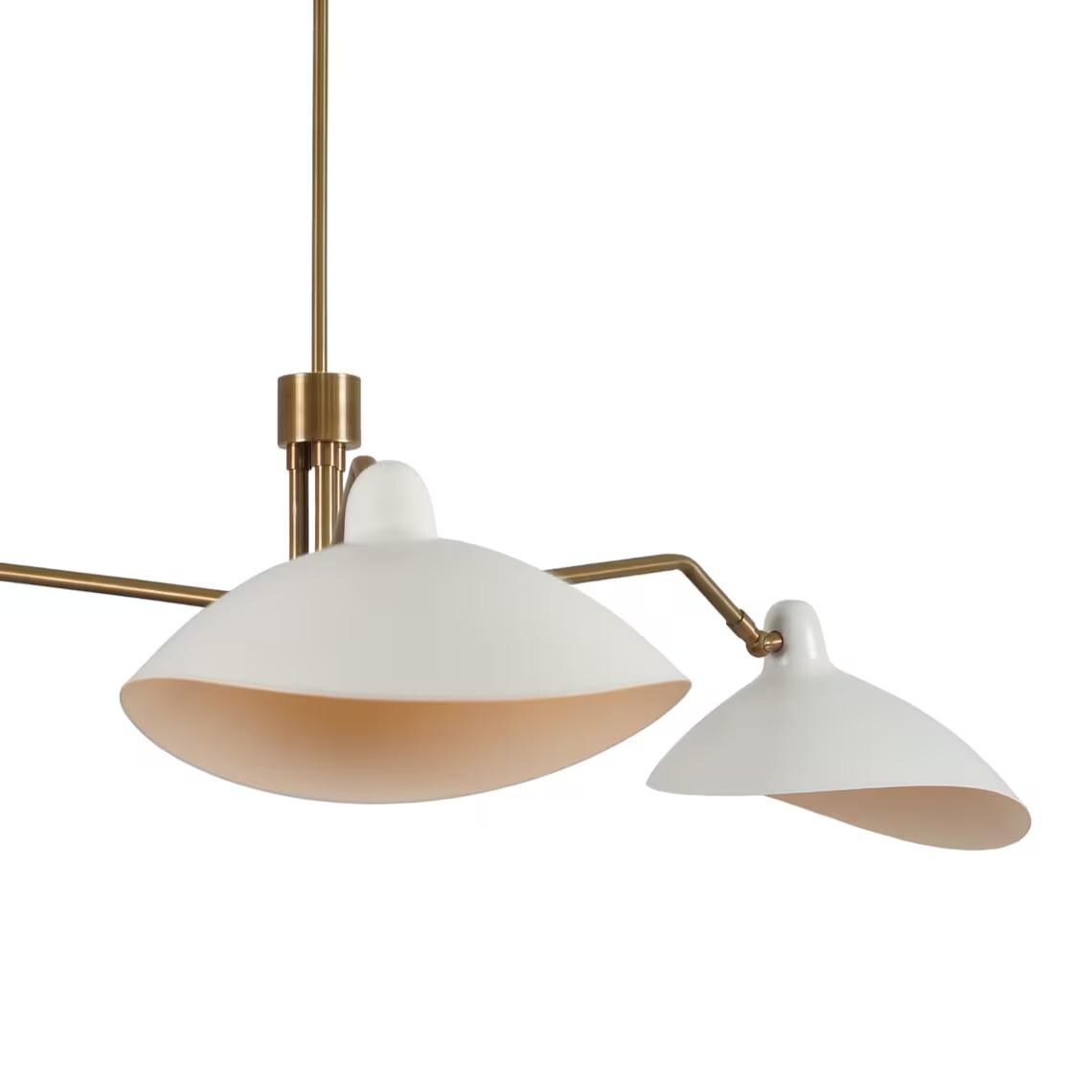 Raw Brass Sputnik Chandelier, Mid Century Modern 3-Light Fixture