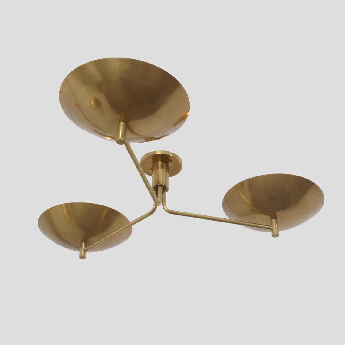 Mount Fixture Modern Raw Brass Sputnik chandelier light 3 Mid Century Moder Sputnik Flush