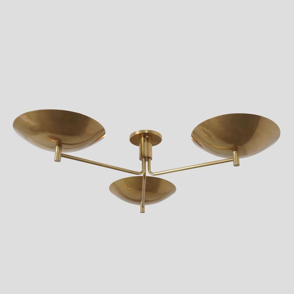 Mount Fixture Modern Raw Brass Sputnik chandelier light 3 Mid Century Moder Sputnik Flush