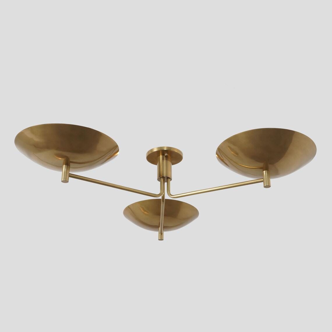 Mount Fixture Modern Raw Brass Sputnik chandelier light 3 Mid Century Moder Sputnik Flush