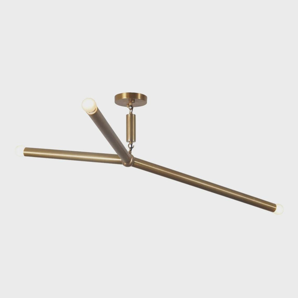 Mid Century Sputnik Three Arm Light Linear Chandelier Modern Brass Chandelier Ceiling Fixture