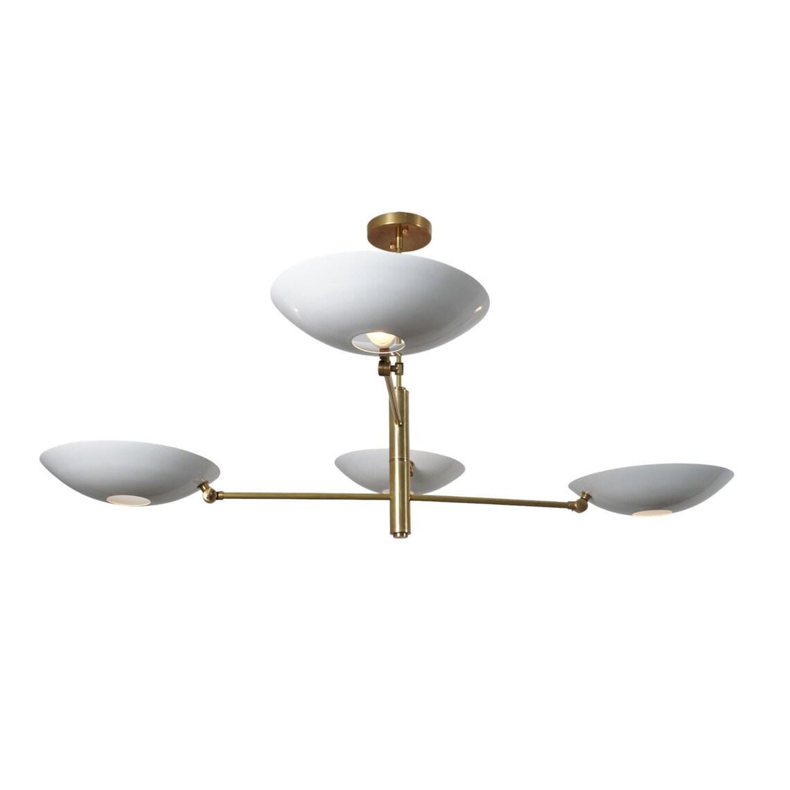 4 Light Pendant Mid Century Modern Raw Brass Sputnik chandelier light Fixture