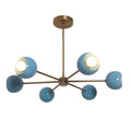 Six Arm Linen Shade Brass Chandelier Sputnik Light Fixture