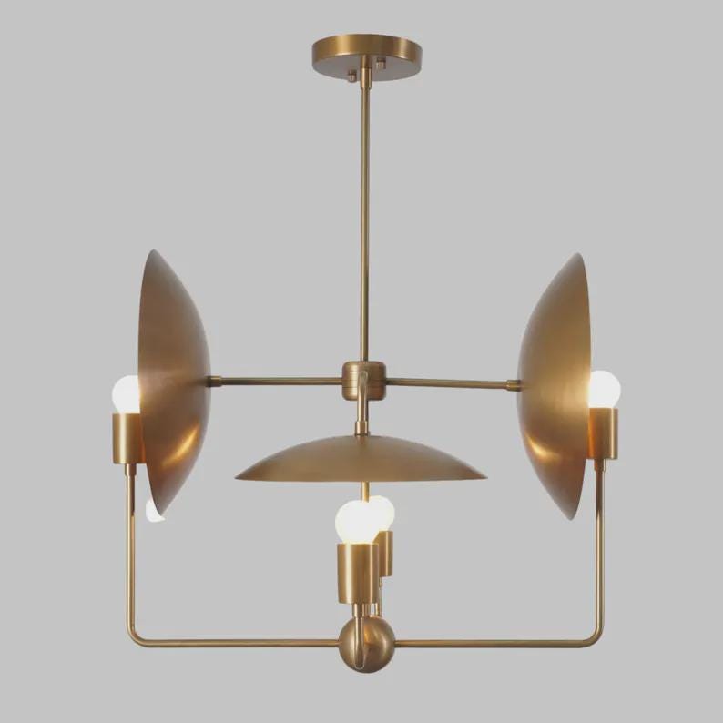 Mid-Century Modern Brass Sputnik Chandelier, 4-Light Pendant