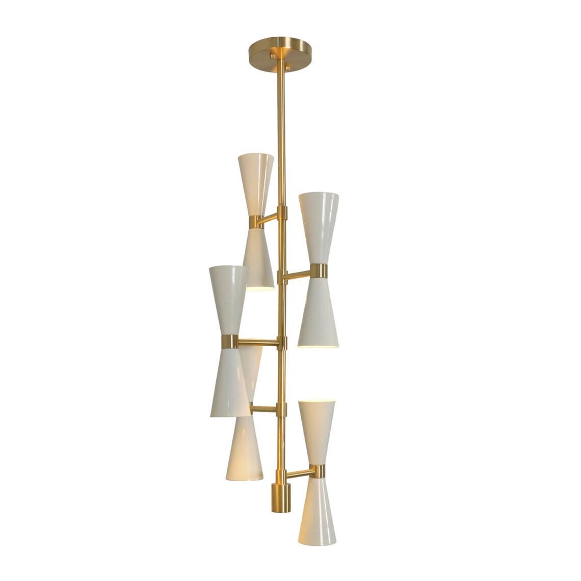 Mid Century Sputnik Ten Light Chandelier Modern  Brass Ceiling Light Fixture