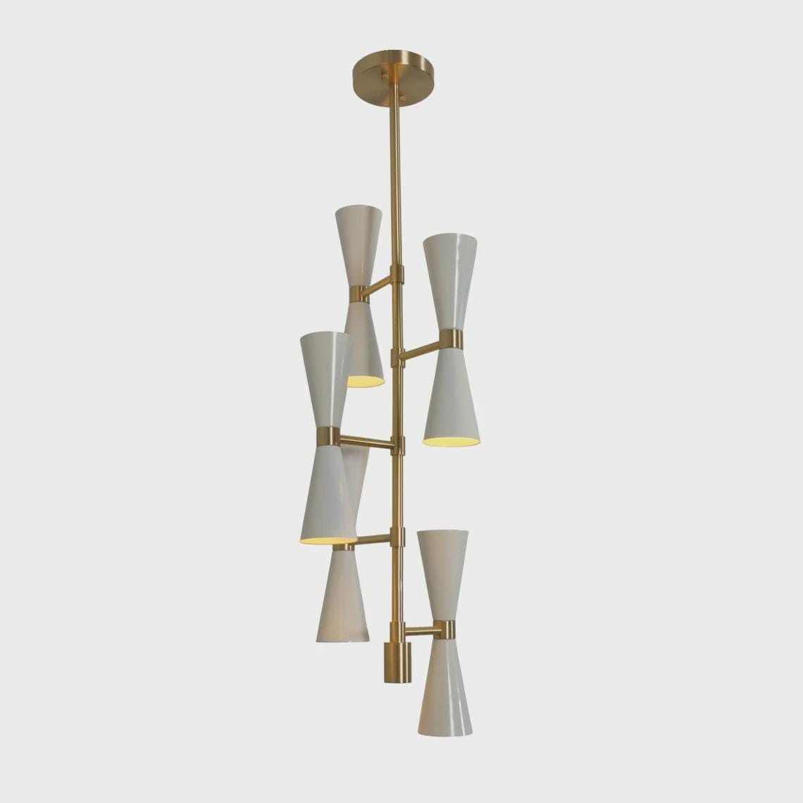 Mid Century Sputnik Ten Light Chandelier Modern  Brass Ceiling Light Fixture