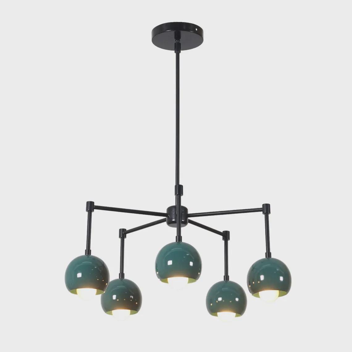 Five Light eyeball Shade Sputnik Brass Starburst Ceiling Chandelier Light Fixture