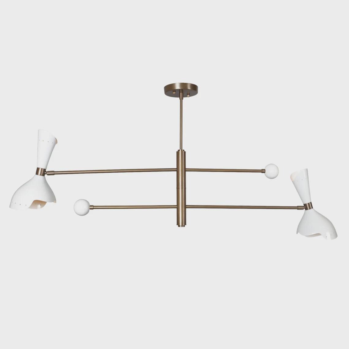 Raw Brass Sputnik Chandelier: Mid Century Modern 4-Light Fixture