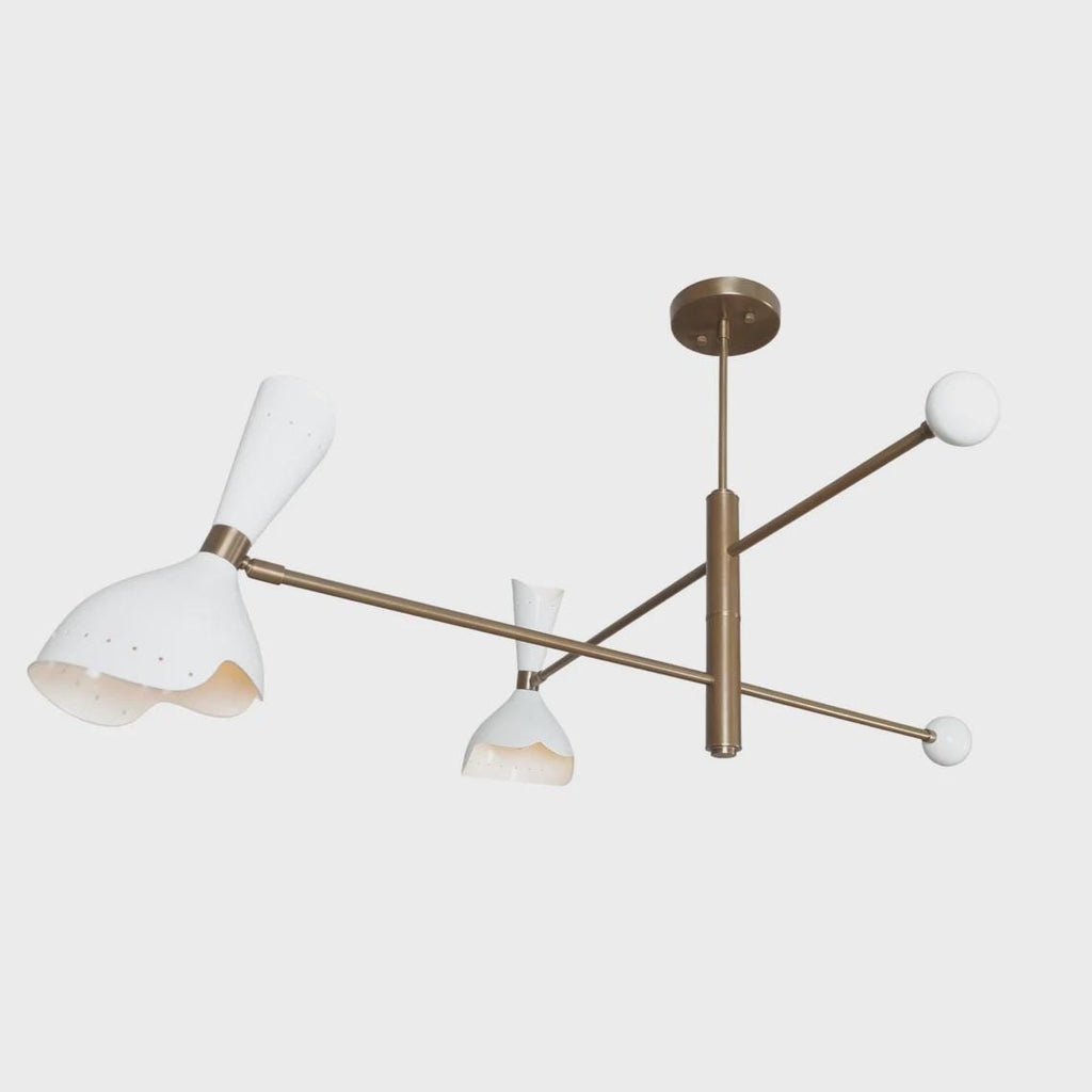 Raw Brass Sputnik Chandelier: Mid Century Modern 4-Light Fixture