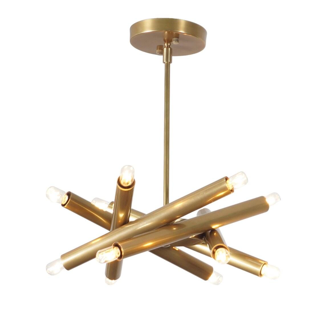 Mid Century Sputnik Brass Spiral Chandelier Moder Twelve Arm Chandelier Ceiling Light Fixture