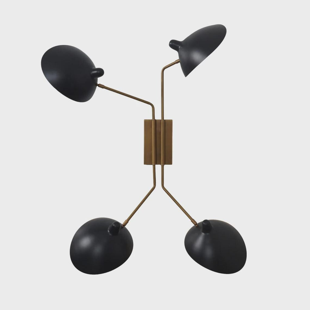 Italian Style Four Light Sputnik Pivot Articulated Arm Brass Bedside Wall Lamp Sconce Fixture
