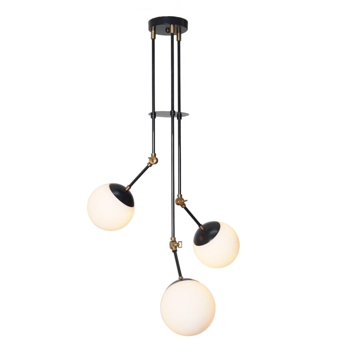 Three Sputnik Chandelier Pendant Light Fixture Matte Black Globe Pendant