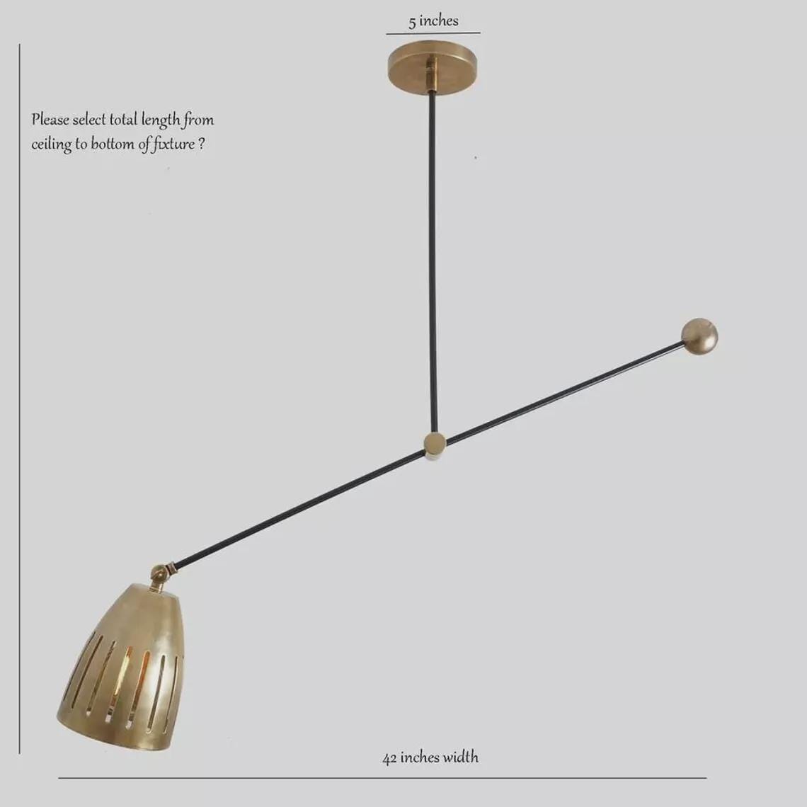 Brass Sputnik Pendant Light, Modern Counterweight Chandelier