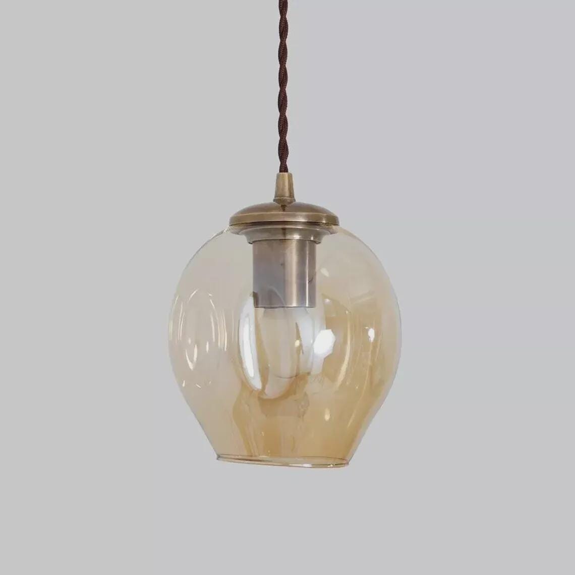 Pendant Light Sputnik Chandelier Single Glass Brass and Opal Bedroom Lights Fixture