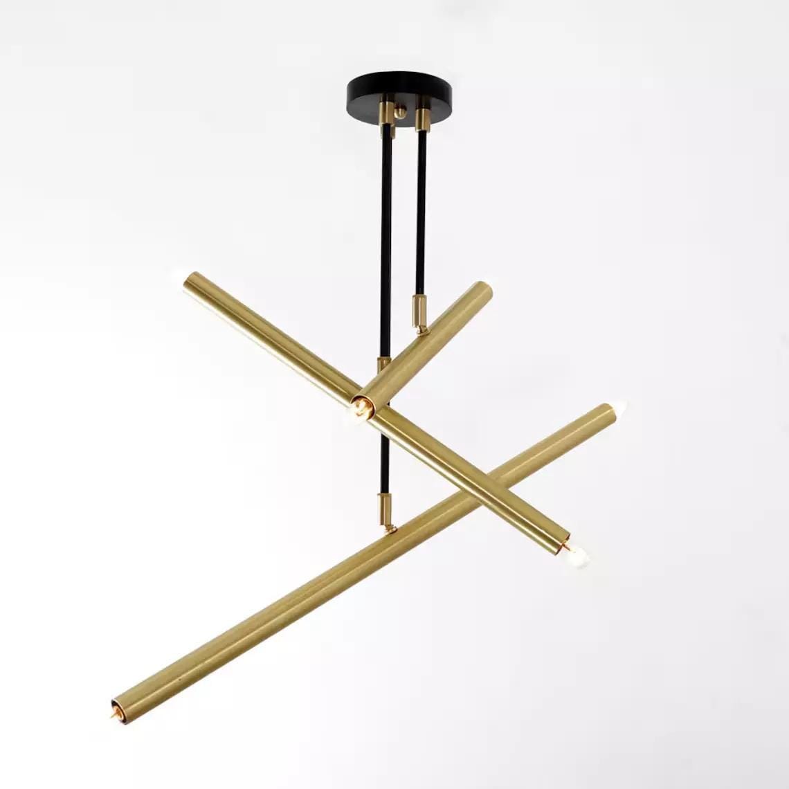 Sputnik Chandelier Mid Century 6 Lights Modern  Light Fixture Brushed Brass Finish Bedroom  Fixture