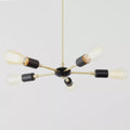 Brushed Brass Sputnik Chandelier, 5-Arm Mid-Century Light