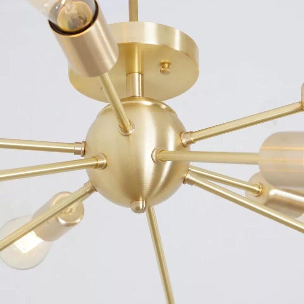 Sputnik 10 Arm Flush Mount Chandelier Modern Brass Light Ceiling Finish Bedroom Lights Fixture