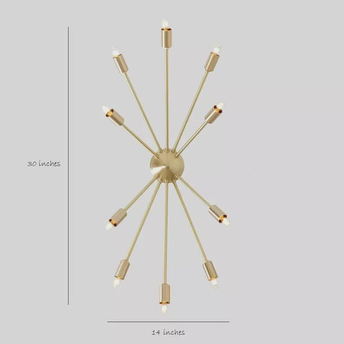 10 Arm Light Ceiling Sputnik Chandelier Flush Mount Brushed Brass Finish Bedroom Lights Fixture