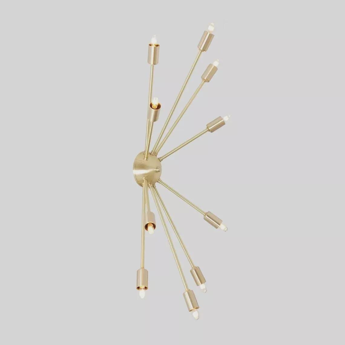 10 Arm Light Ceiling Sputnik Chandelier Flush Mount Brushed Brass Finish Bedroom Lights Fixture