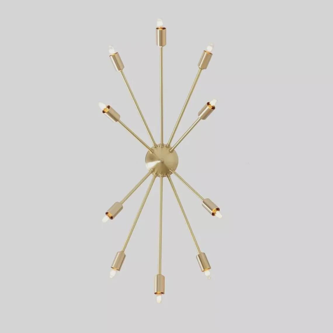 10 Arm Light Ceiling Sputnik Chandelier Flush Mount Brushed Brass Finish Bedroom Lights Fixture