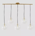 Opal Glass Globe Pendant Light - Mid Century Raw Brass Finish