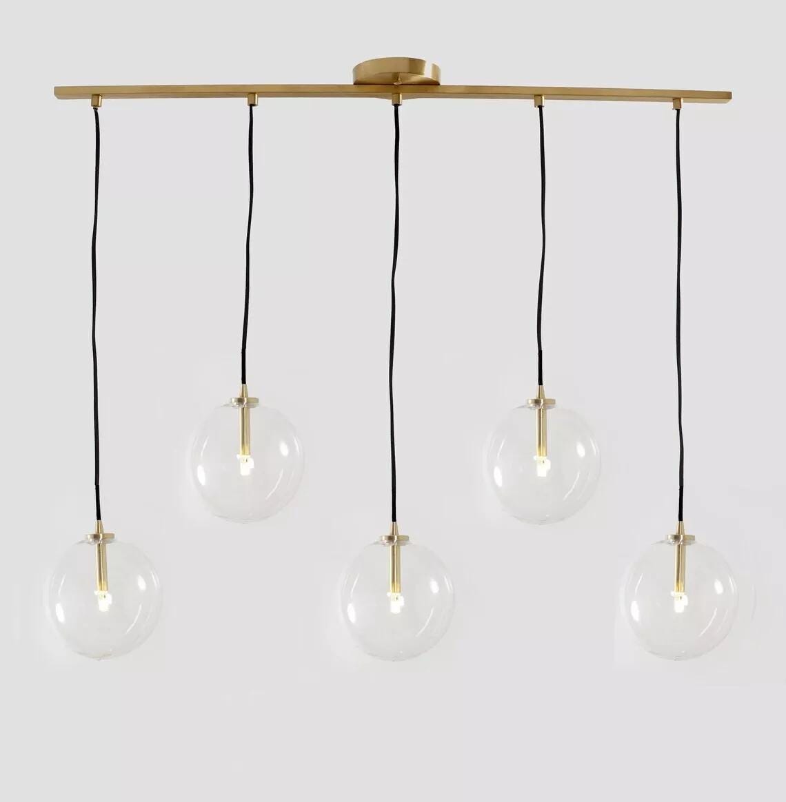 Opal Glass Globe Pendant Light - Mid Century Raw Brass Finish