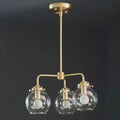 Sputnik Chandelier Pendant 3 Light Glass Globe Sputnik Starburst Raw Brass Finish Bedroom  Fixture