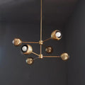Modern Brass Sputnik Chandelier, 6 Light Mid Century Style