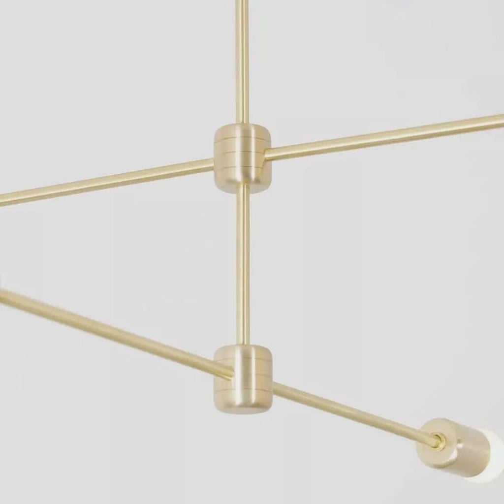 Raw Brass Sputnik Chandelier - Mid Century Modern 4-Arm Ceiling Light
