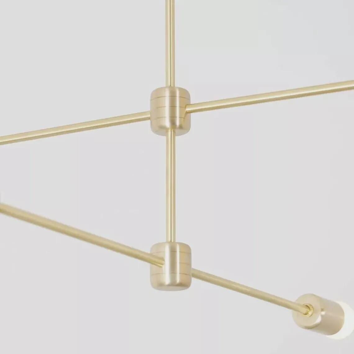 Raw Brass Sputnik Chandelier - Mid Century Modern 4-Arm Ceiling Light