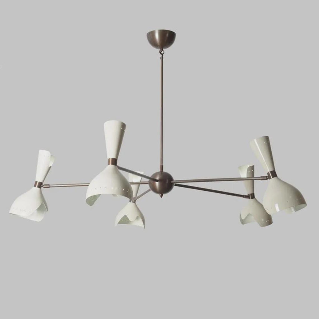 Mid Century Sputnik Chandelier, Raw Brass Finish, 10 Light