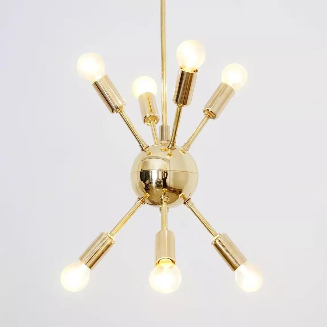 Sputnik Ceiling 8 Arm Sputnik Chandelier Modern Fixture Polish Brass Finish Bedroom Lights