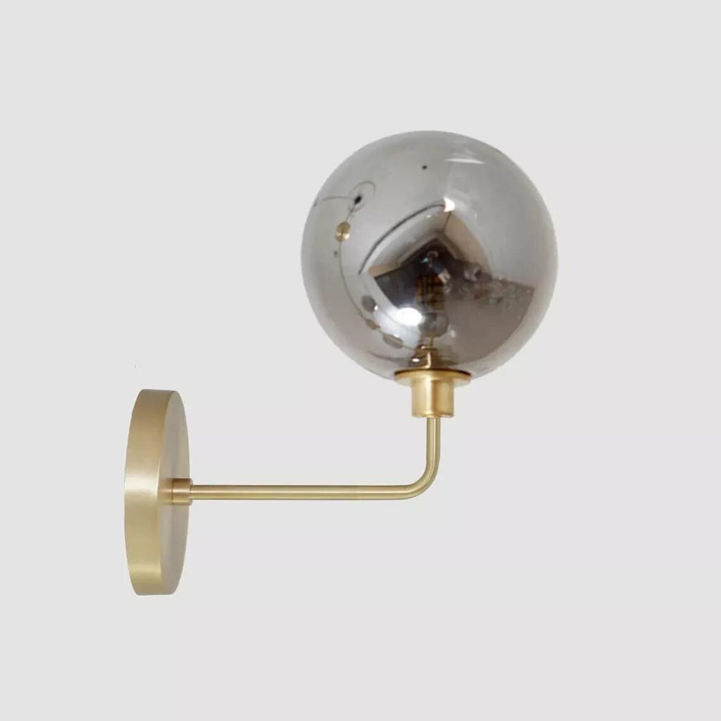 Murano Glass Globe Wall Sconce – Brushed Brass Vanity Light