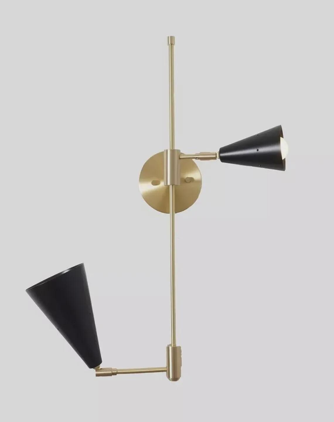 Wall Sconce Mid Century 2 Shade Adjustable Italian Brass Brushed Beside Lamps Light Fixture
