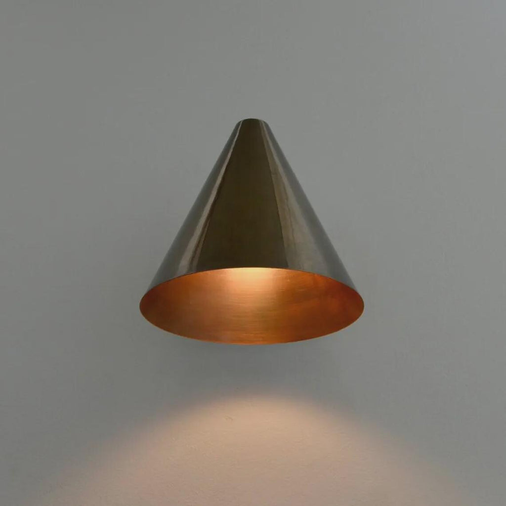 Mid Century Modern Brass Wall Sconce – Cone Shade Light