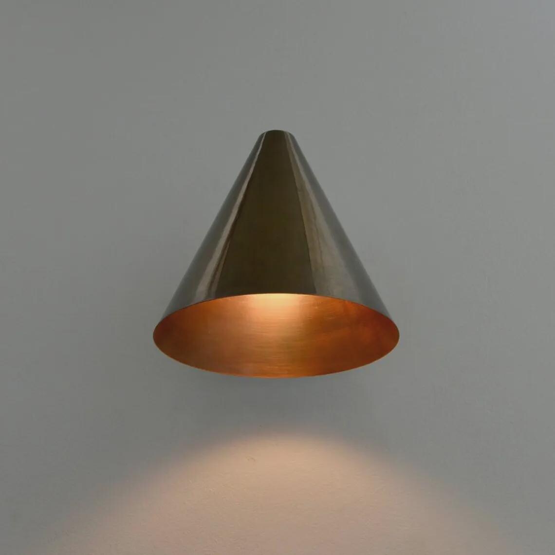 Mid Century Modern Brass Wall Sconce – Cone Shade Light
