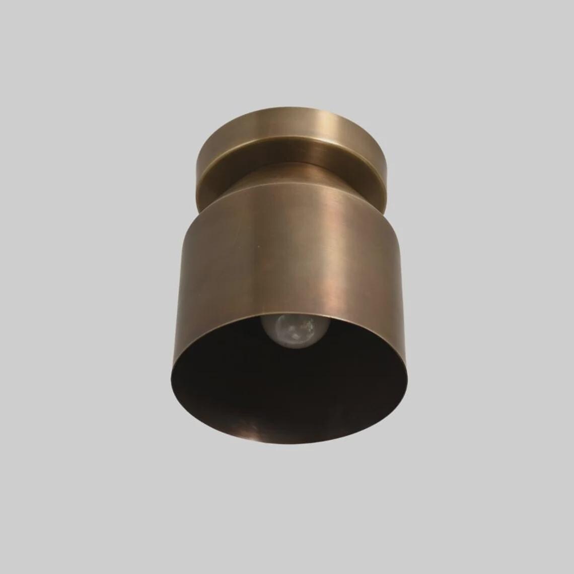 Italian Brass Flush Mount Light – Mid Century Modern Cone Sconce