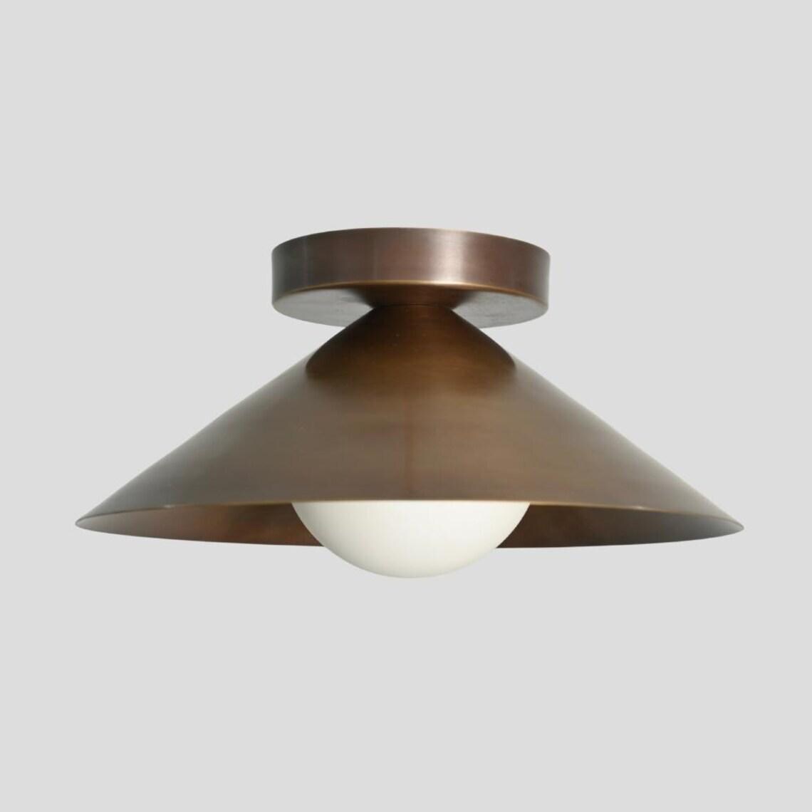 Mid-Century Modern Brass Globe Ceiling Light, Retro Flush Mount
