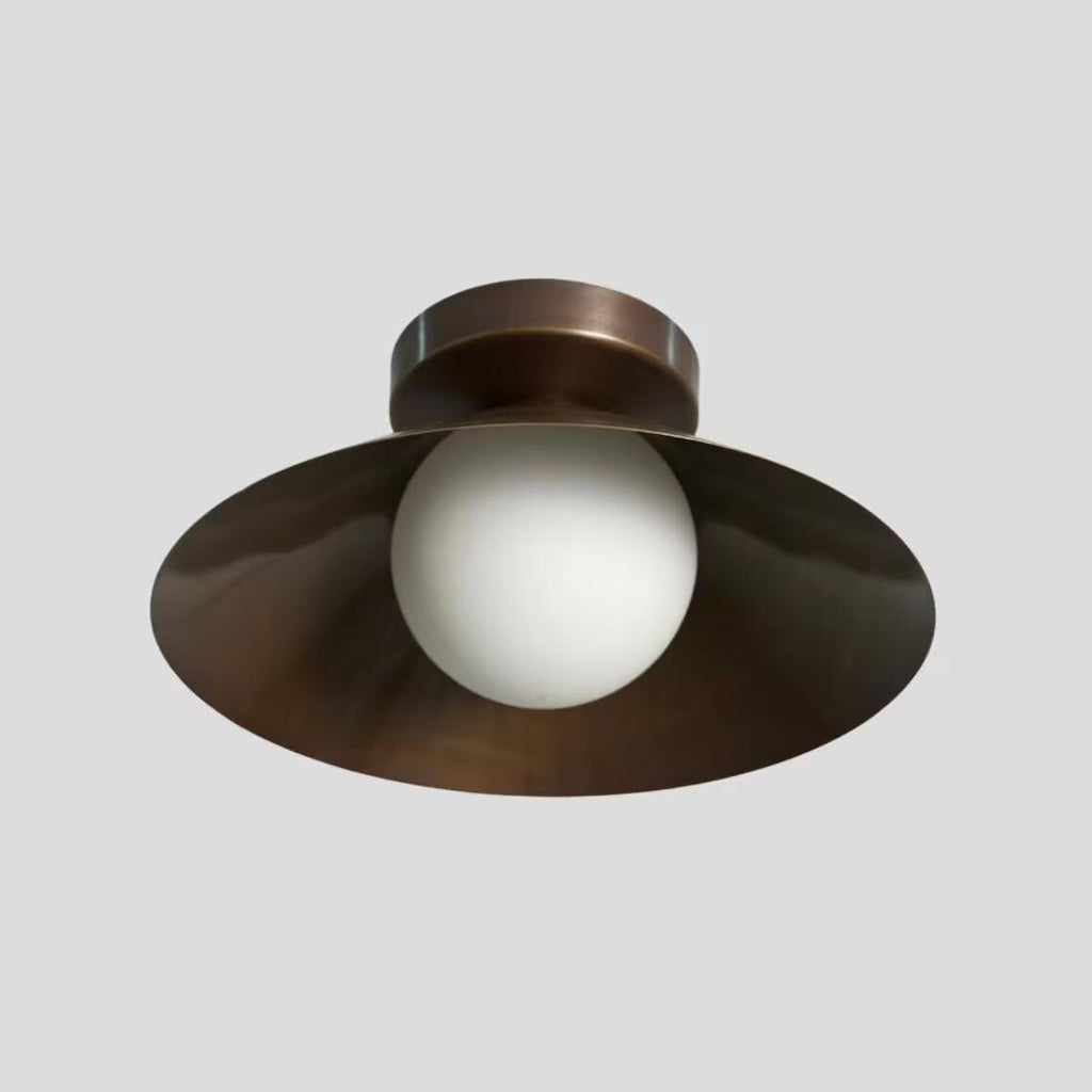 Mid-Century Modern Brass Globe Ceiling Light, Retro Flush Mount