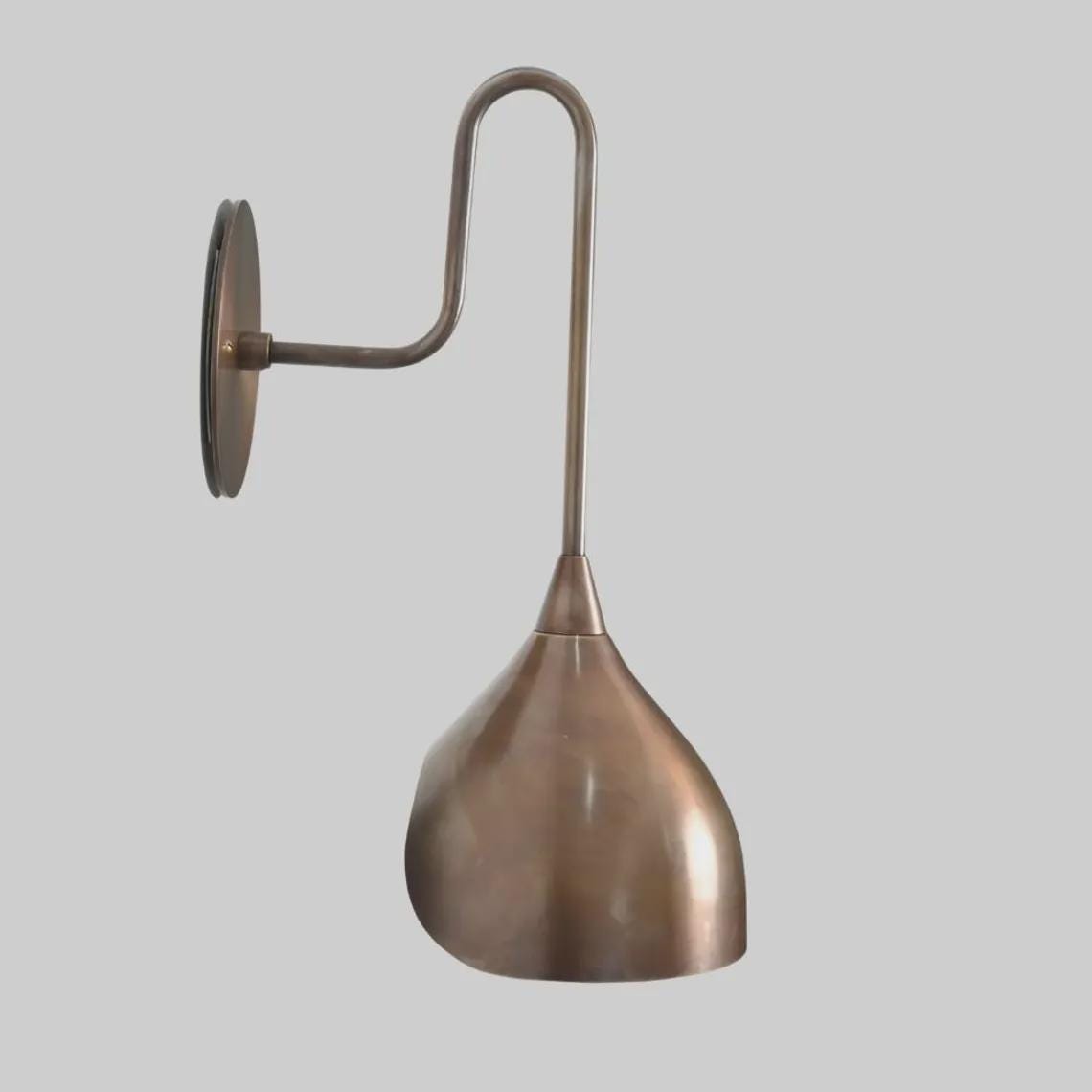 Mid Century Modern Brass Wall Sconce – Dome Shade Light Fixture