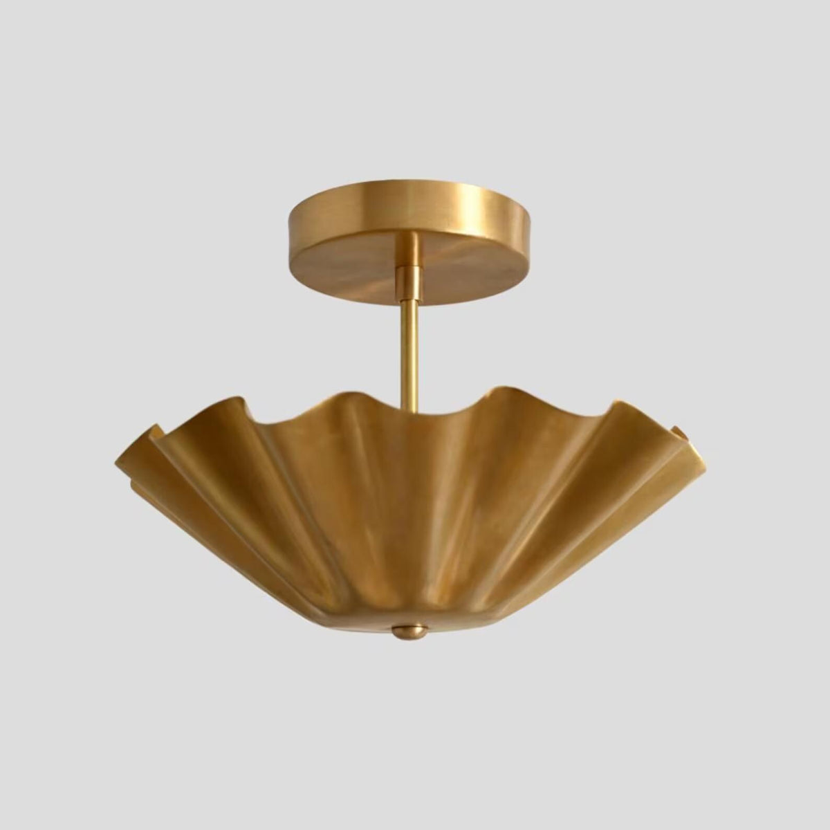 Mid Century Modern Brass Semi Flush Mount Ceiling Light