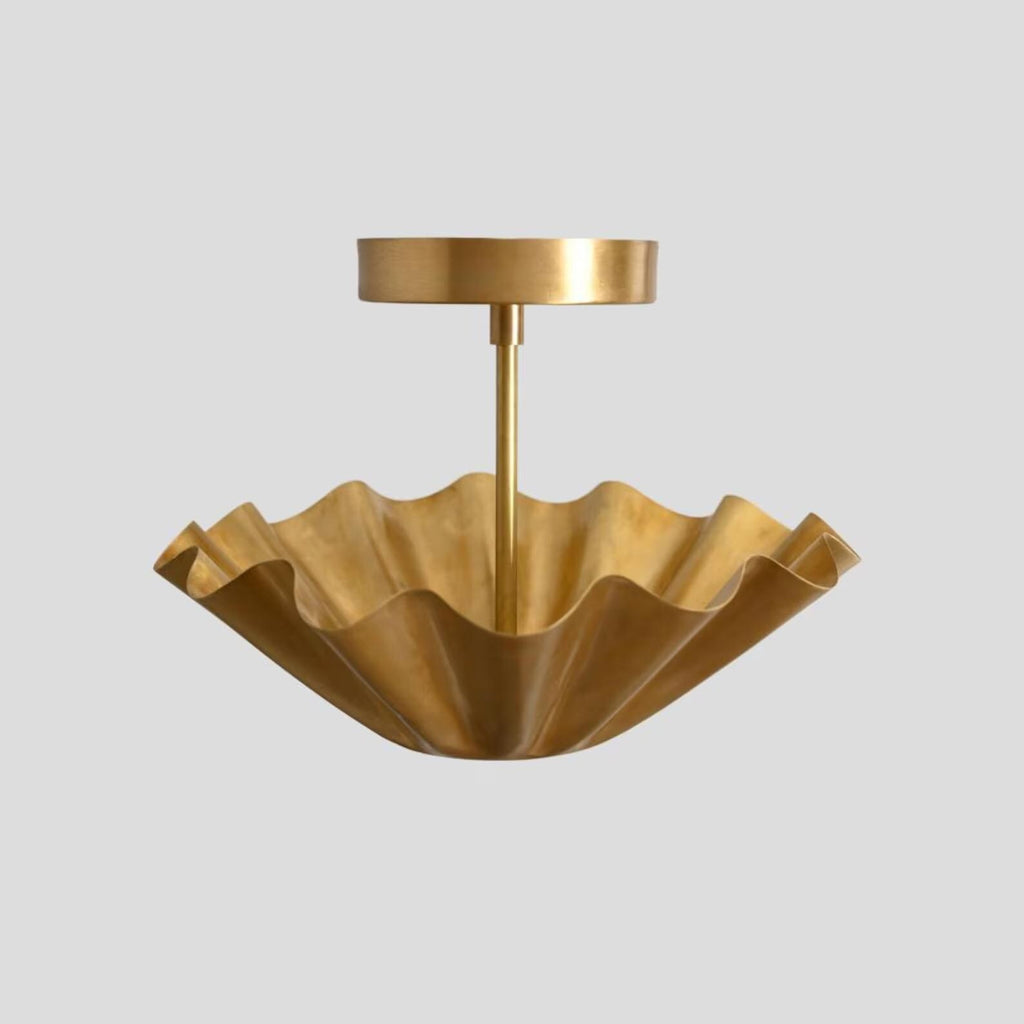 Mid Century Modern Brass Semi Flush Mount Ceiling Light