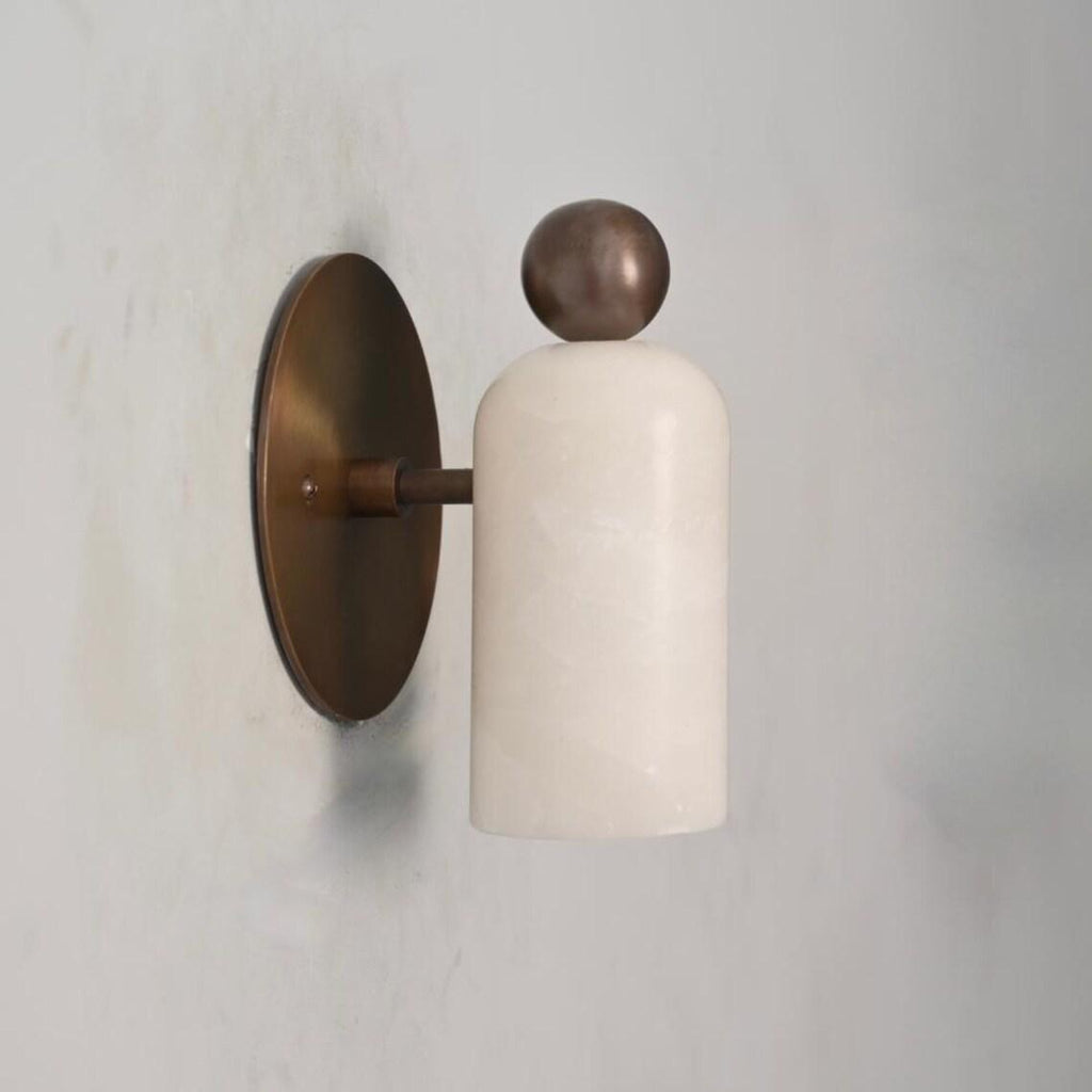 Brass Alabaster Wall Sconce – Mid-Century Modern Lighting