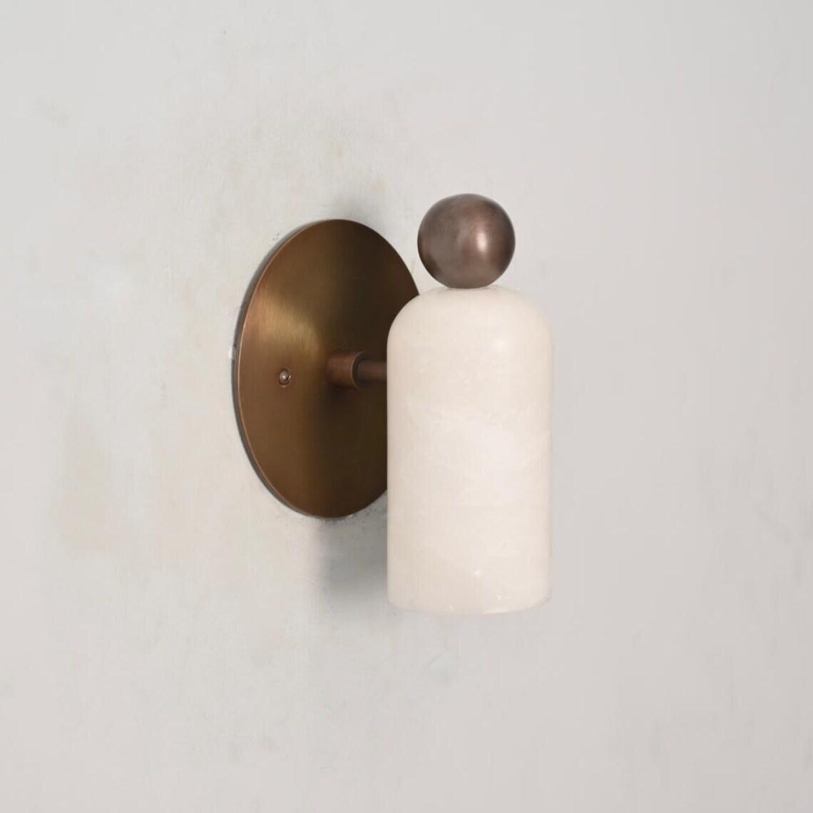 Brass Alabaster Wall Sconce – Mid-Century Modern Lighting