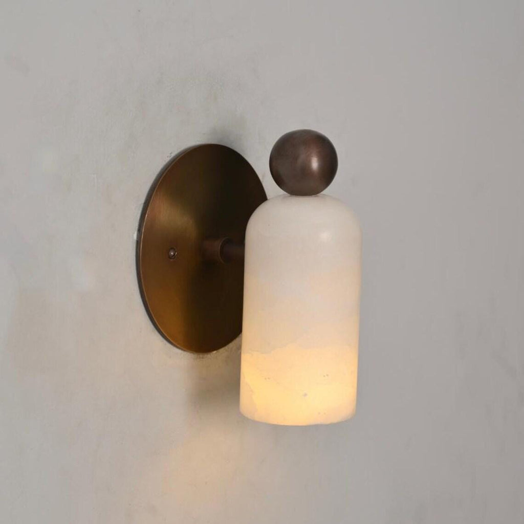 Brass Alabaster Wall Sconce – Mid-Century Modern Lighting